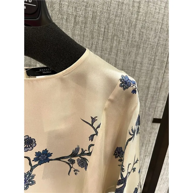 Weekend Max Mara  |Flower Patterns Silk Cropped Office Style Elegant Style