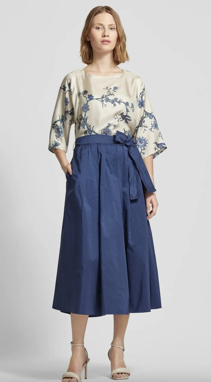 Weekend Max Mara  |Flower Patterns Silk Cropped Office Style Elegant Style