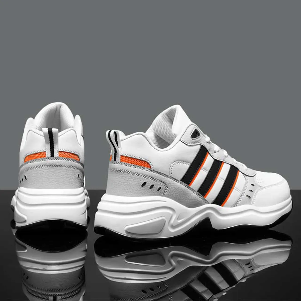 White triple stripe sport shoe sneaker 2519