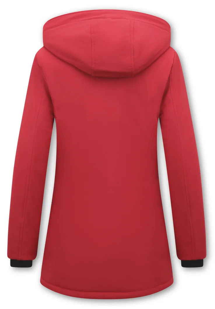 Women Winter Coat Plain Red