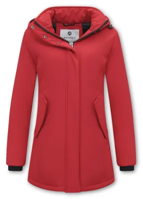 Women Winter Coat Plain Red