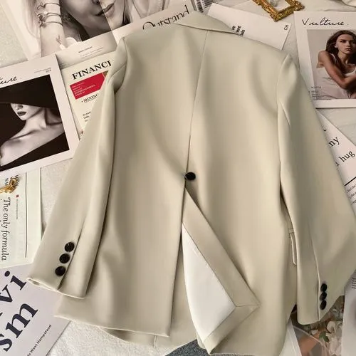 Women's Coat Long Sleeve Blazers Pocket Elegant Simple Style Solid Color