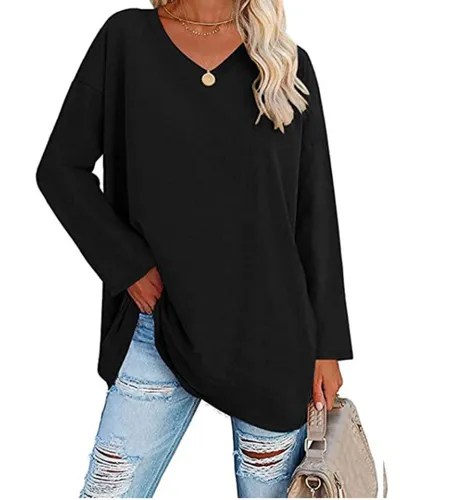 Women's T-shirt Long Sleeve T-Shirts Casual Solid Color