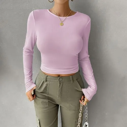 Women's T-shirt Long Sleeve T-Shirts Streetwear Solid Color