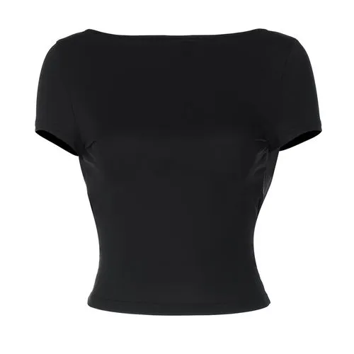 Women's T-shirt Short Sleeve T-Shirts Backless Sexy Solid Color