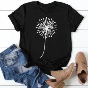 Women's T-shirt Short Sleeve T-Shirts Printing Casual Dandelion