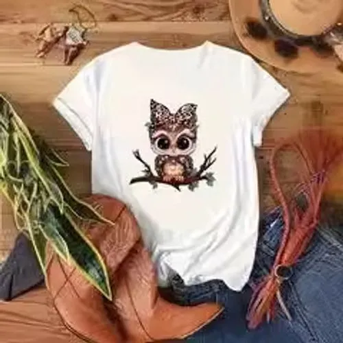 Women's T-shirt Short Sleeve T-Shirts Streetwear Cartoon Owl