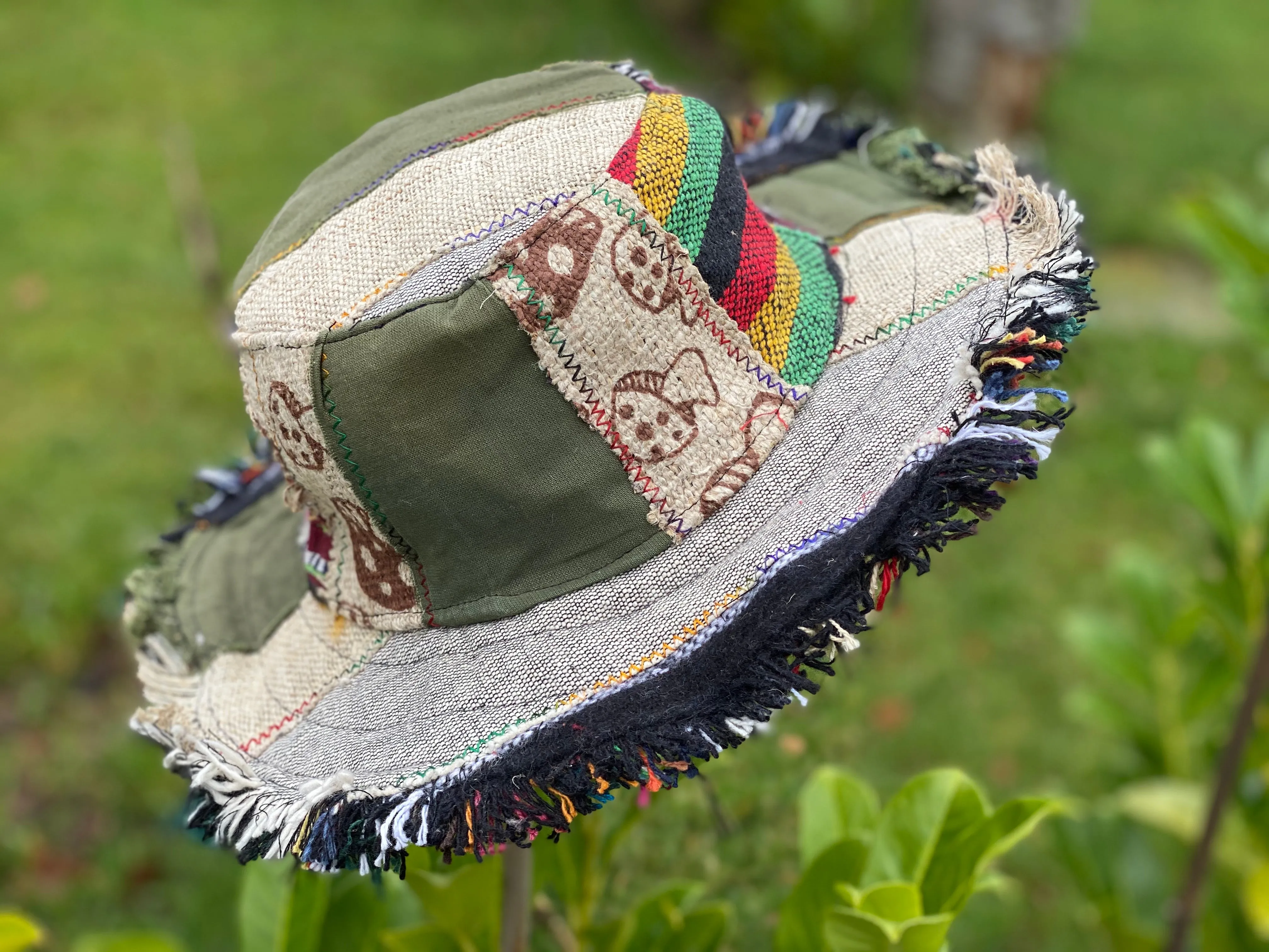 WONDERFUL PATCHWORK HIPPIE HEMP HAT SIZE MEDIUM ( 079 )